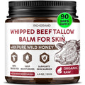 RICHGRAND Beef Tallow for Skin - Whipped Tallow and Honey Balm - Grass Fed Beef Tallow for Face, Daily Moisturizer & Body Butter - Natural Non Comedogenic Skincare (4.3 Oz)