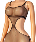 Nine-Tailed Fox Womens Fishnet Bodystocking One Piece Mesh Bodysuit Sexy Tights Full Body See through Jumpsuit