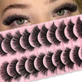 Mink Lashes Fluffy 20Mm Big Long 3D Dramatic Volume False Lashes Strip Full Thick Eyelashes 10 Pairs Pack 25 Mm C Curl Faux Mink Lash Strips That Look like Extensions YH010
