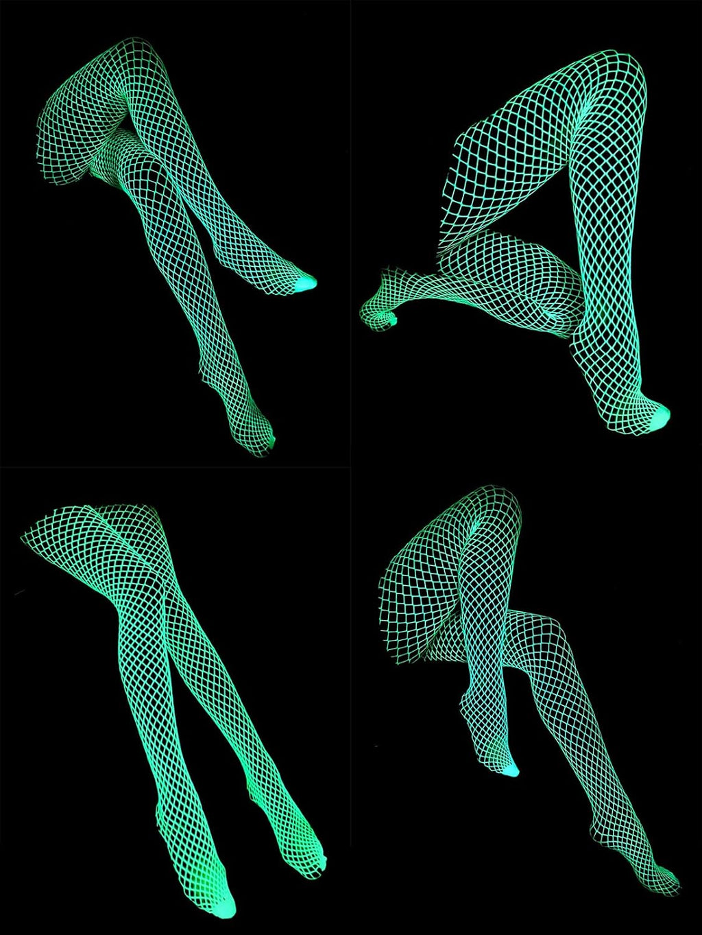 Glow in the Dark Fishnets Stockings, High Waist Tights Party Stockings for Womens