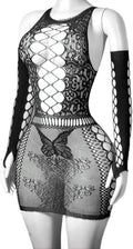 Nine-Tailed Fox Womens Fishnet Bodystocking One Piece Mesh Bodysuit Sexy Tights Full Body See through Jumpsuit