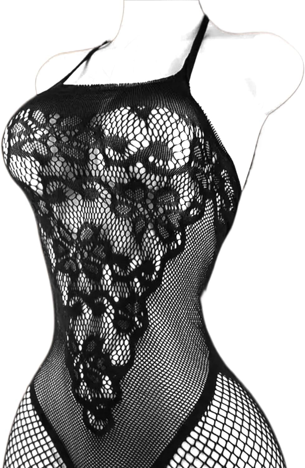 Nine-Tailed Fox Womens Fishnet Bodystocking One Piece Mesh Bodysuit Sexy Tights Full Body See through Jumpsuit