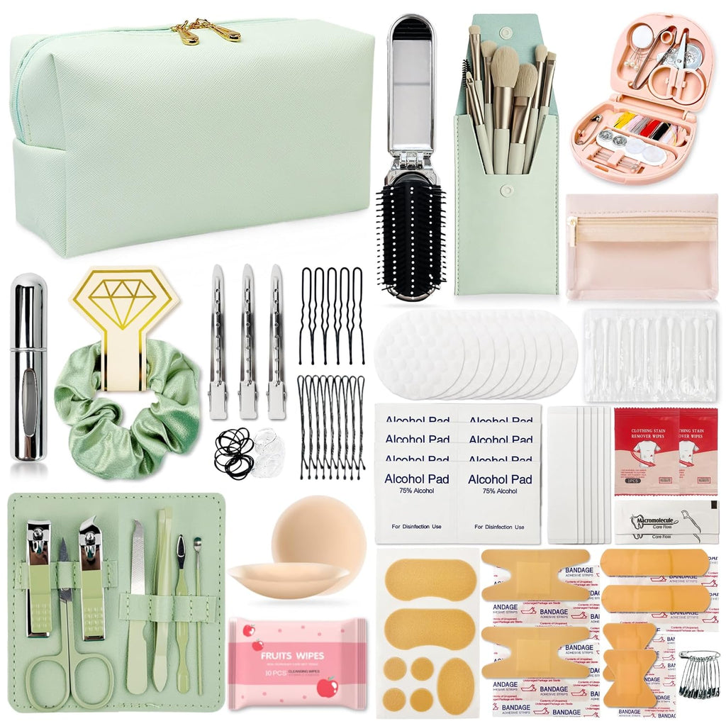 Women'S Wedding Emergency Travel Kit 45 Essential Items for Brides Bridesmaid All-In-One Daily Beauty Style Set with Makeup Brushes (Bianca Luxe)