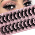 Wispy Lashes Mink Fluffy C Curl Faux Mink Cat Eye Eyelashes Strips Look like Extensions 18Mm Long 3D Natural Look Wispies Volume Thick Fake Faux Mink Lashes Pack 10 Pairs YH012