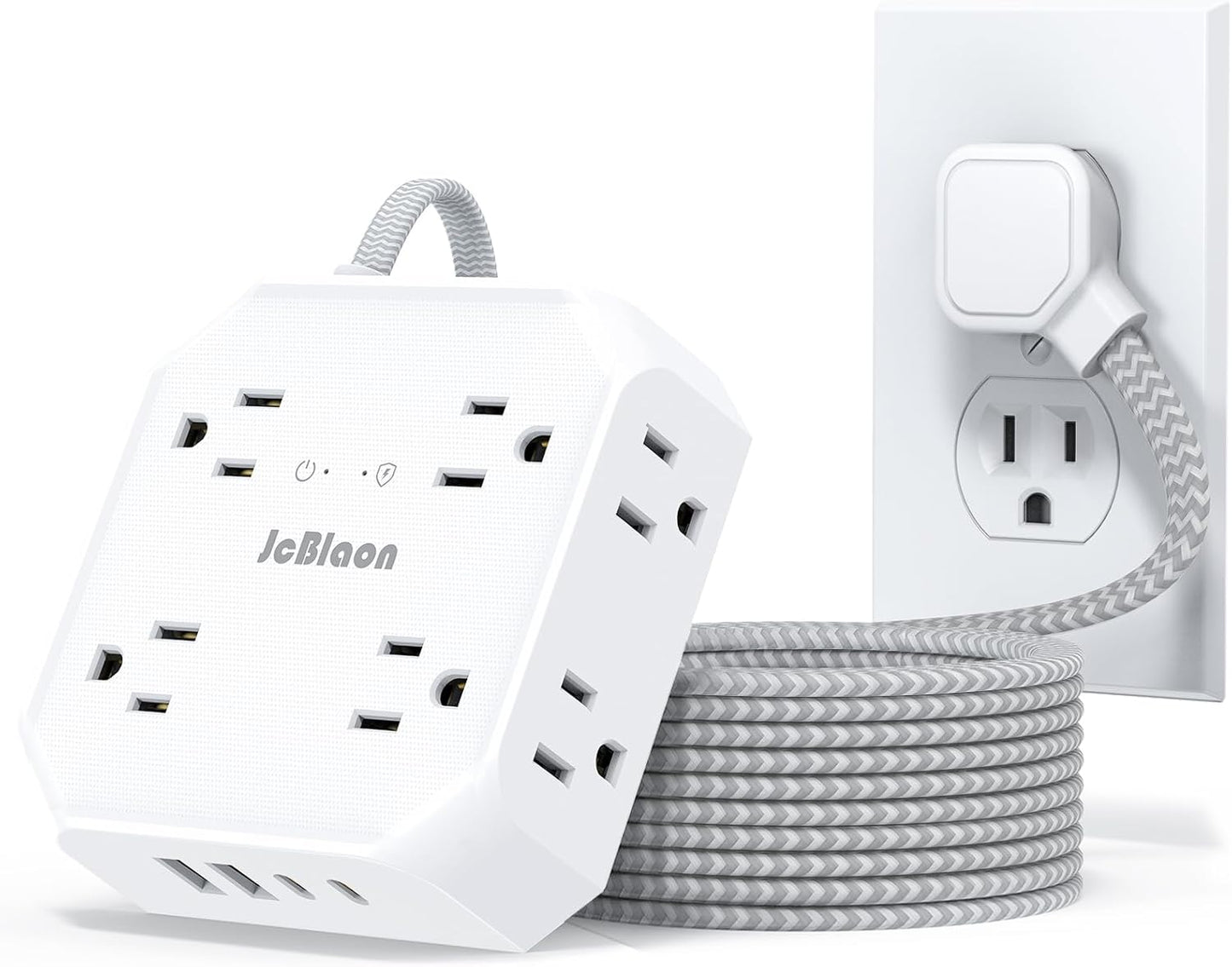 Ultimate Surge Protector Power Strip with 8 Outlets and 4 USB Ports - Perfect for Home, Travel, and College Dorms!
