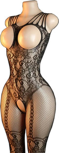 Nine-Tailed Fox Womens Fishnet Bodystocking One Piece Mesh Bodysuit Sexy Tights Full Body See through Jumpsuit