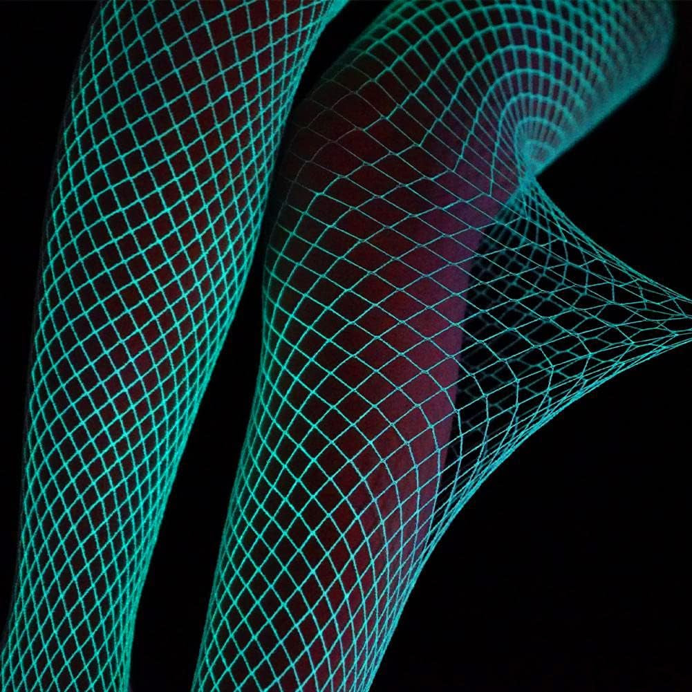 Glow in the Dark Fishnets Stockings, High Waist Tights Party Stockings for Womens