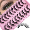 False Eye Lashes Natural Look Cat Eye Lash Strips Clear Band C Curl Wispy Mink Eyelashes Short Fluffy Eyelashes Strips 3D Cateye Natural Lahses 18Mm 10 Pairs Pack YH017