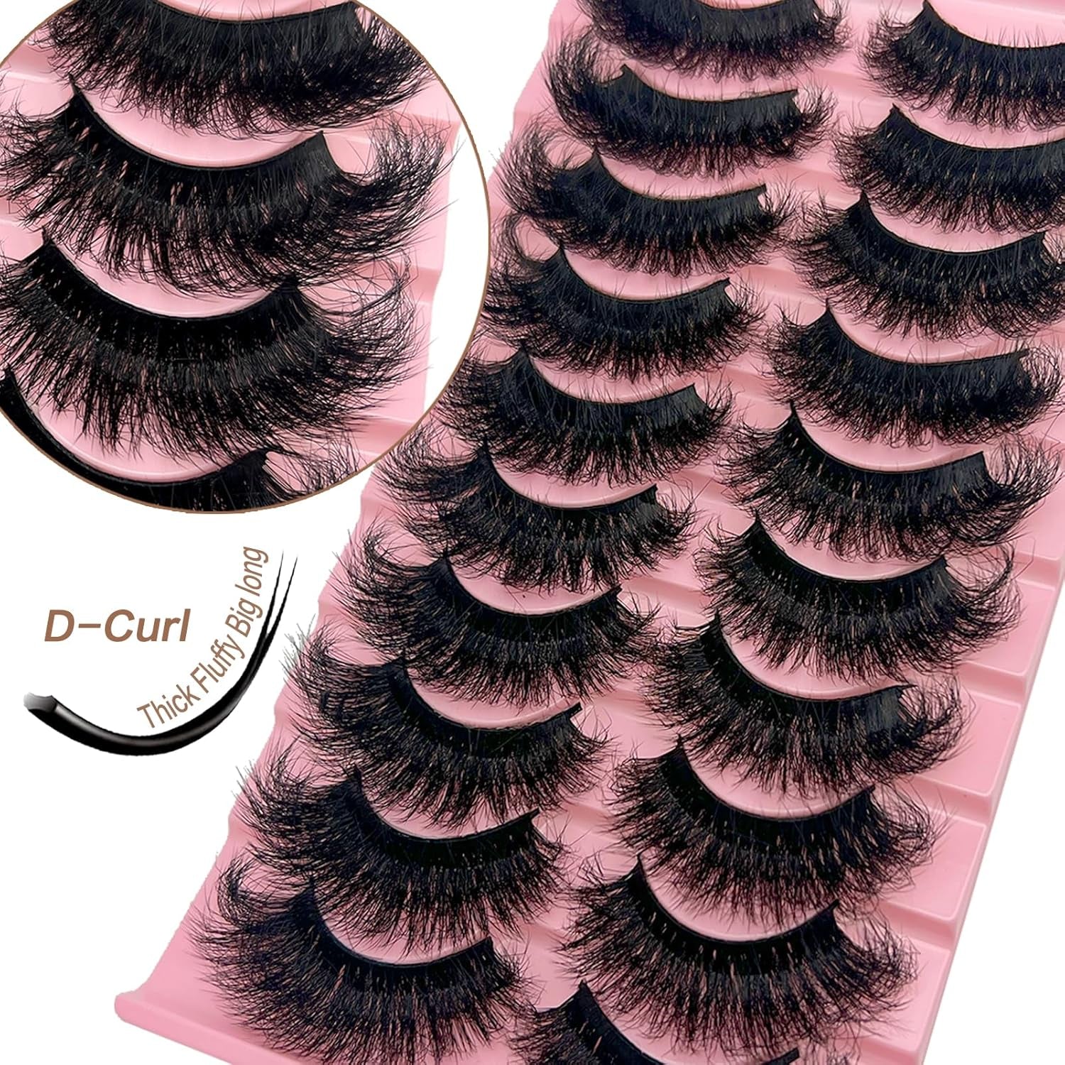 Manga Lashes Spiky Japanese Style Thick Cosplay Wispy Anime Lashes Strips Faux Mink Doll Eyelashes 16Mm Party False Eyelashes Natural Look 10 Pairs Pack YH002