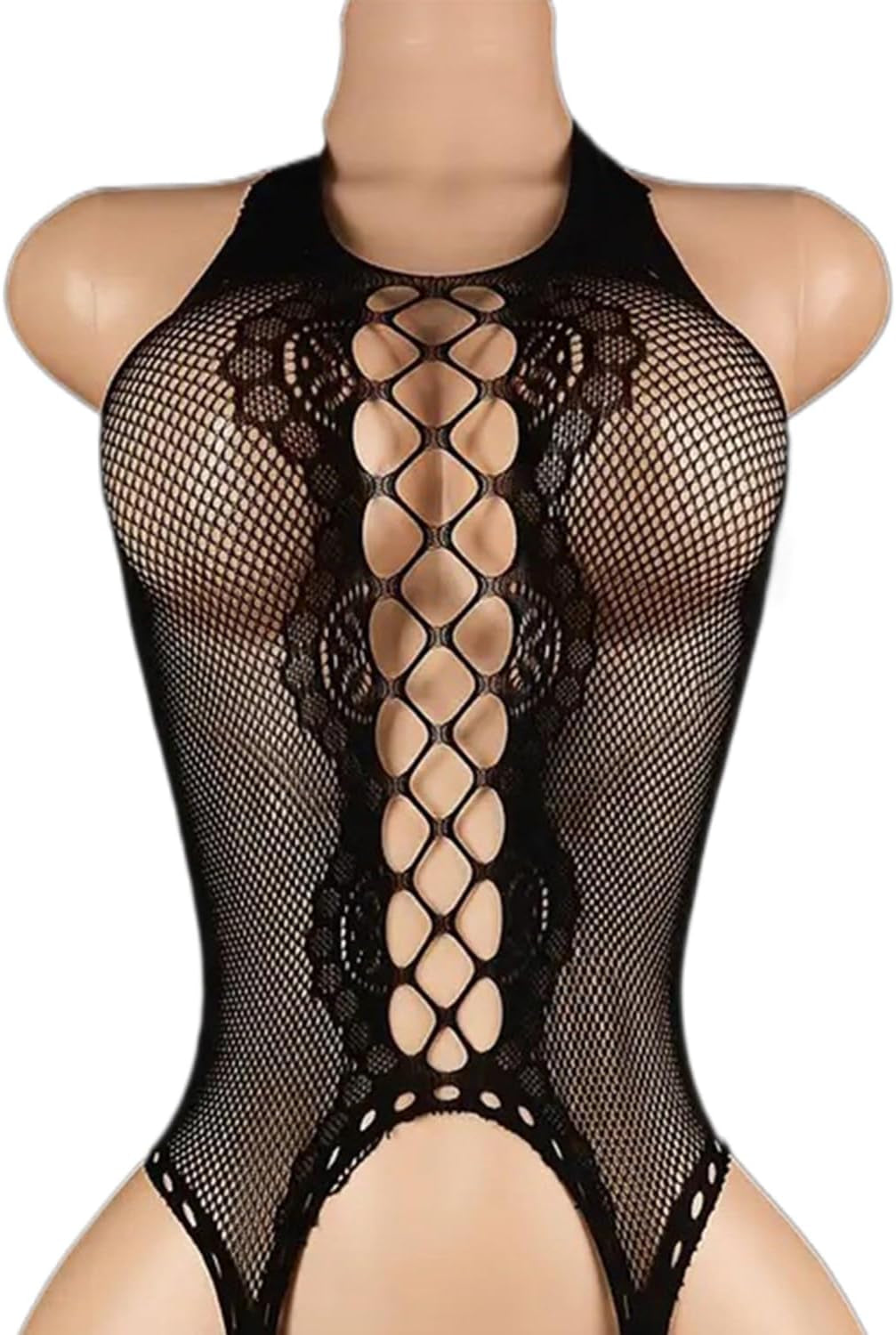 Nine-Tailed Fox Womens Fishnet Bodystocking One Piece Mesh Bodysuit Sexy Tights Full Body See through Jumpsuit
