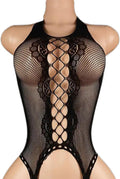 Nine-Tailed Fox Womens Fishnet Bodystocking One Piece Mesh Bodysuit Sexy Tights Full Body See through Jumpsuit