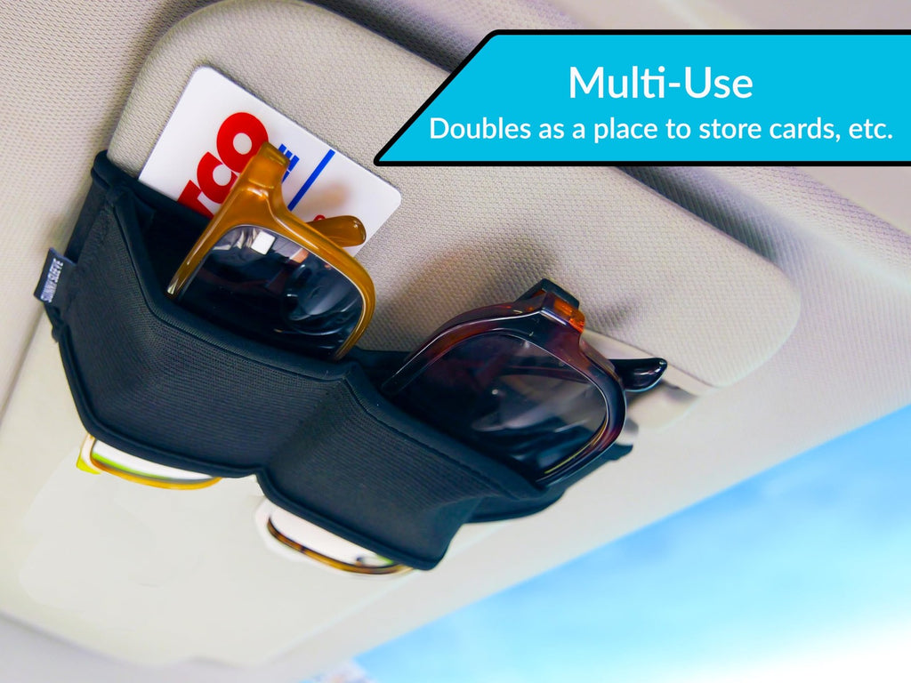 Sunny Sleeve Sunglasses Holder for Car Visor – Dual Storage One Size, Black