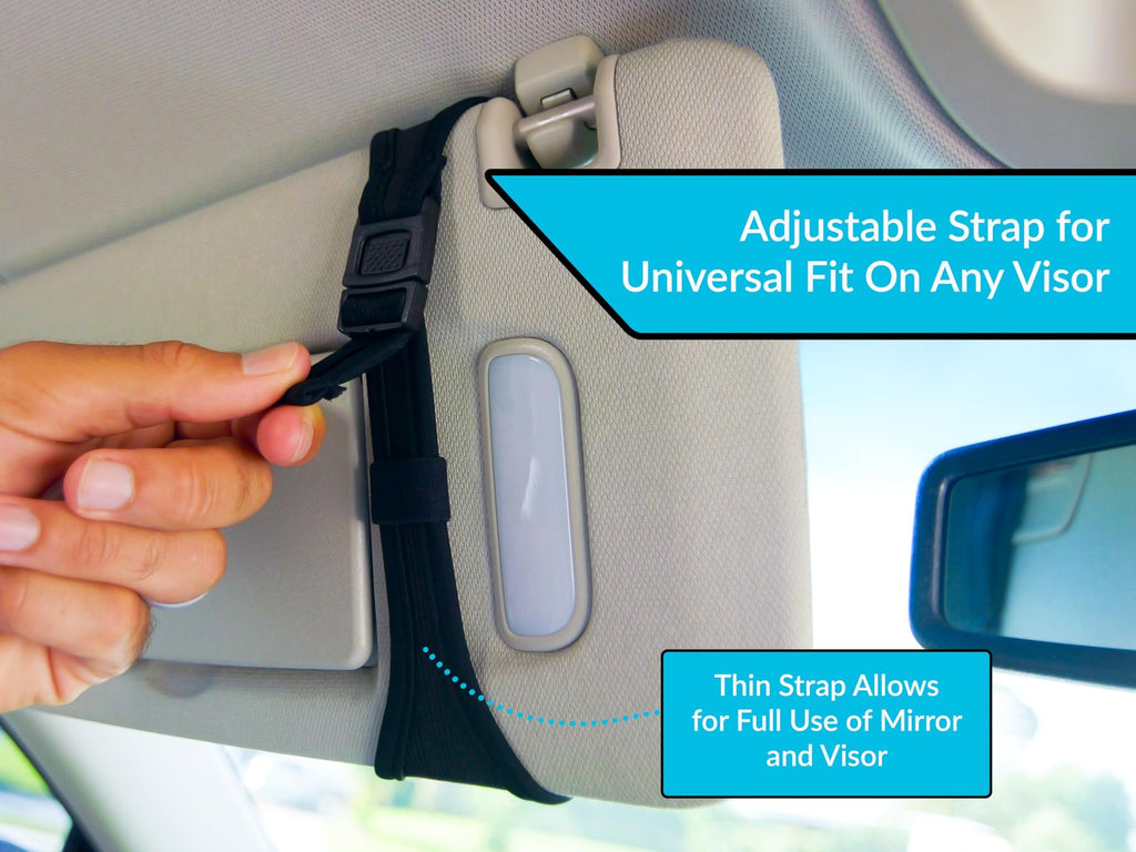 Sunny Sleeve Sunglasses Holder for Car Visor – Dual Storage One Size, Black