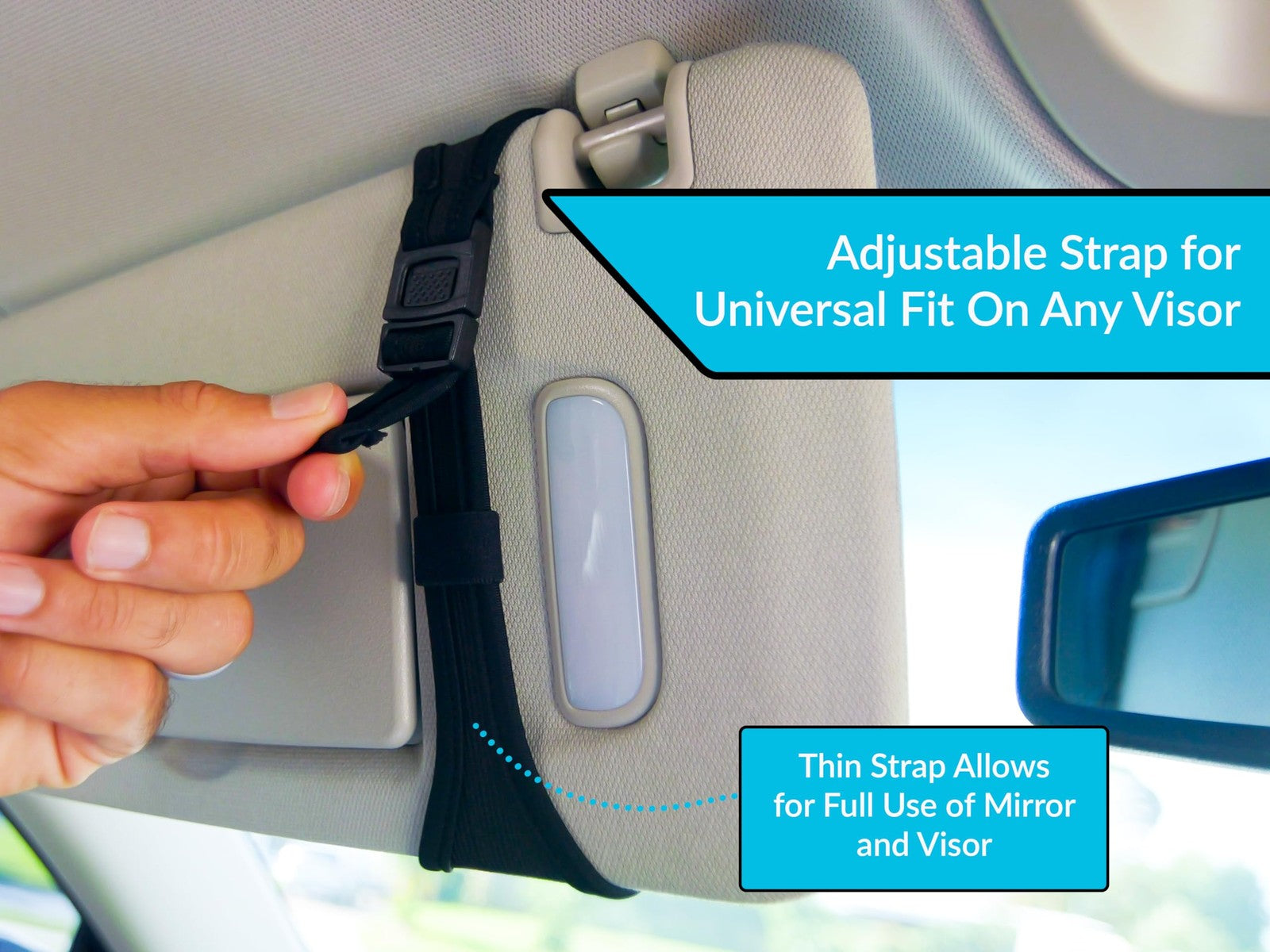 Sunny Sleeve Sunglasses Holder for Car Visor – Dual Storage One Size, Black