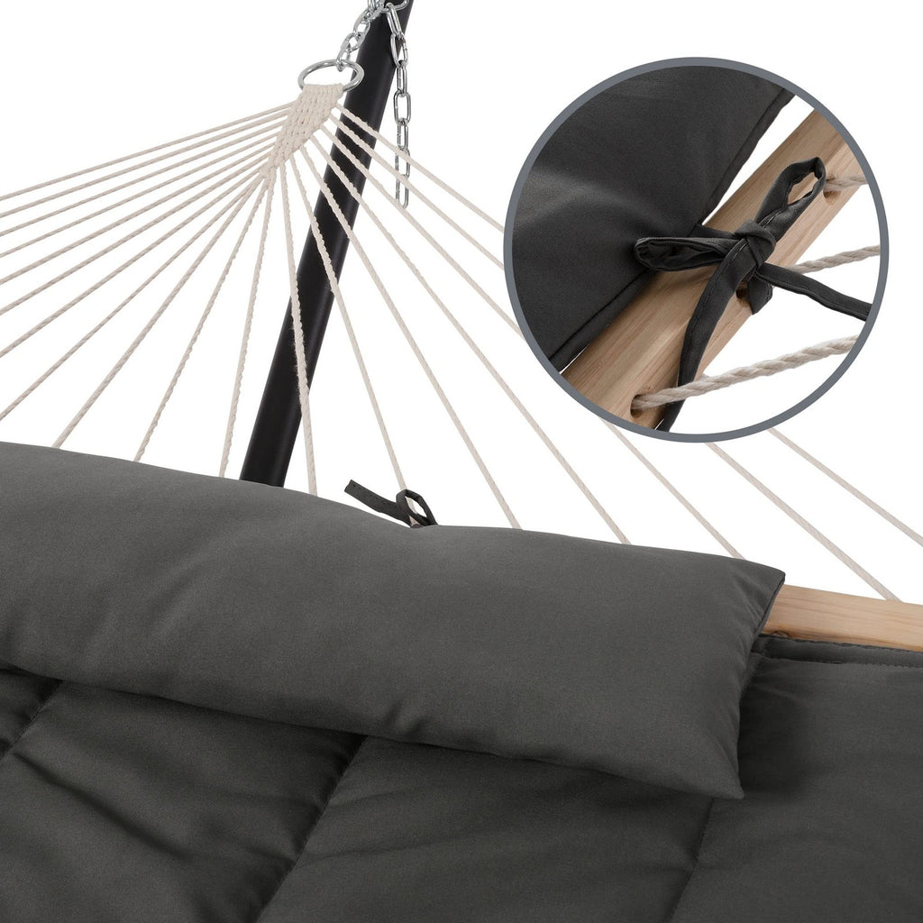 SUNCREAT Double Outdoor Hammock with 78.7" long x 55.1" wide, Dark Gray
