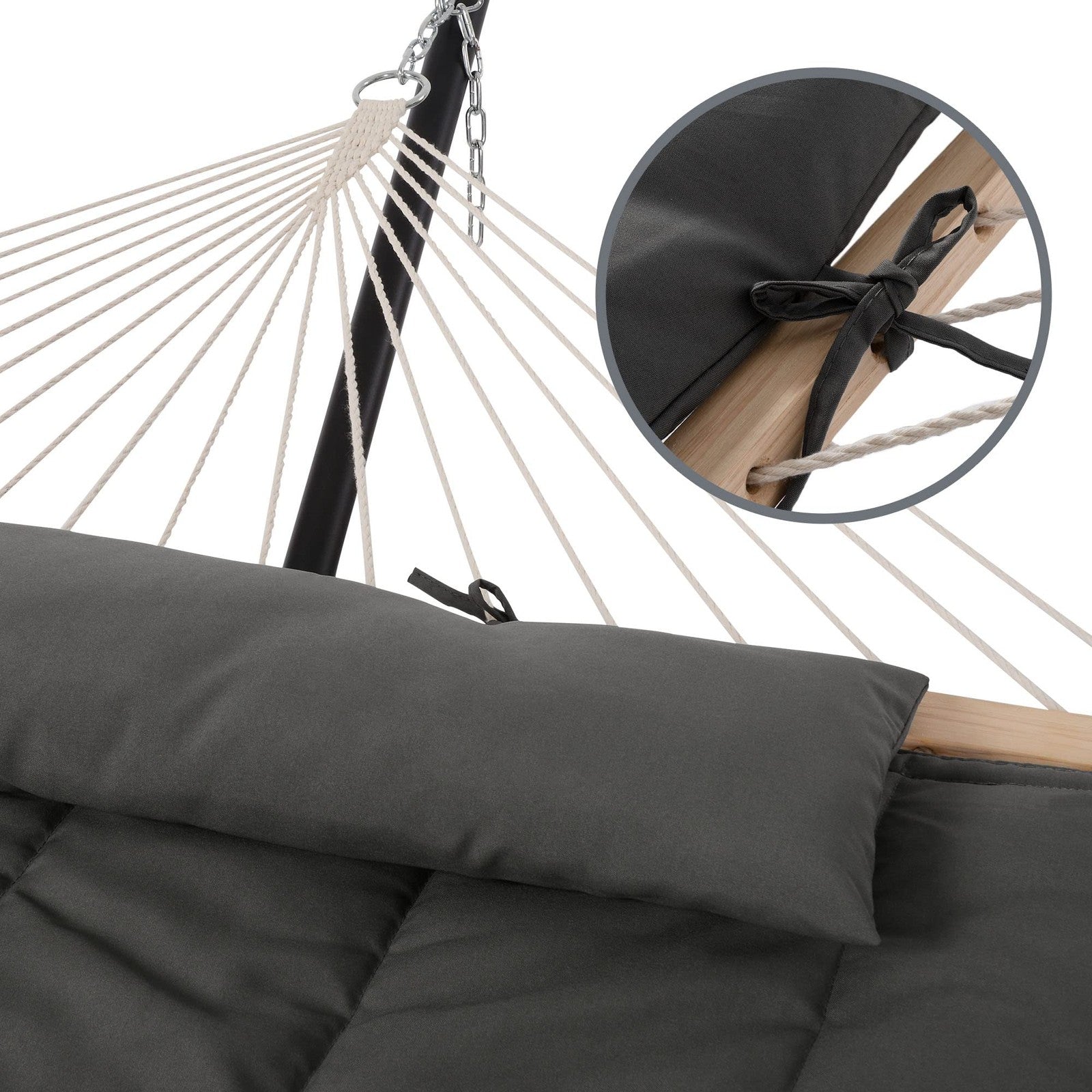 SUNCREAT Double Outdoor Hammock with 78.7" long x 55.1" wide, Dark Gray