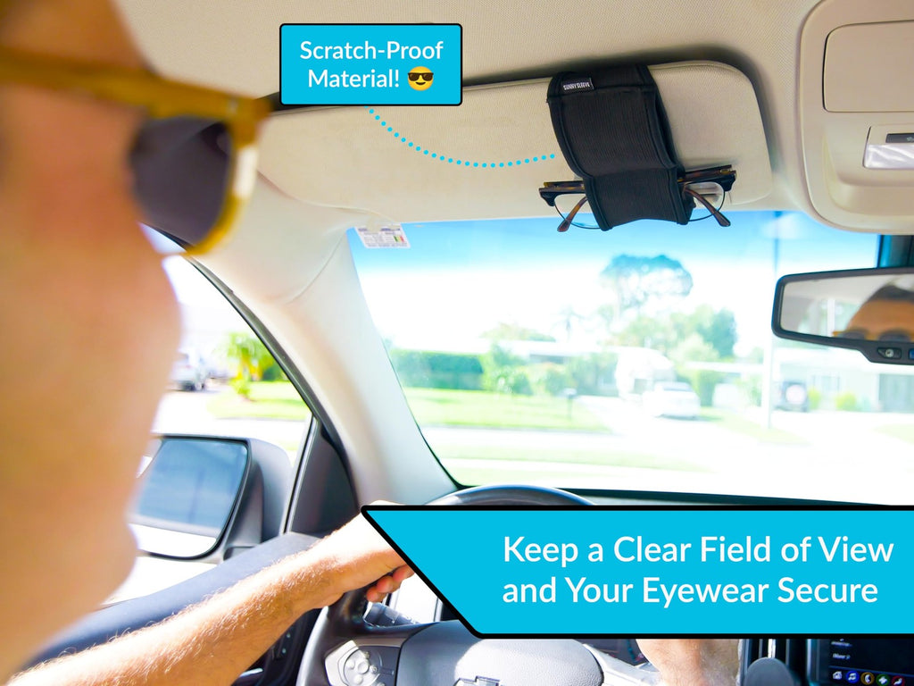 Sunny Sleeve Sunglasses Holder for Car Visor – Dual Storage One Size, Black