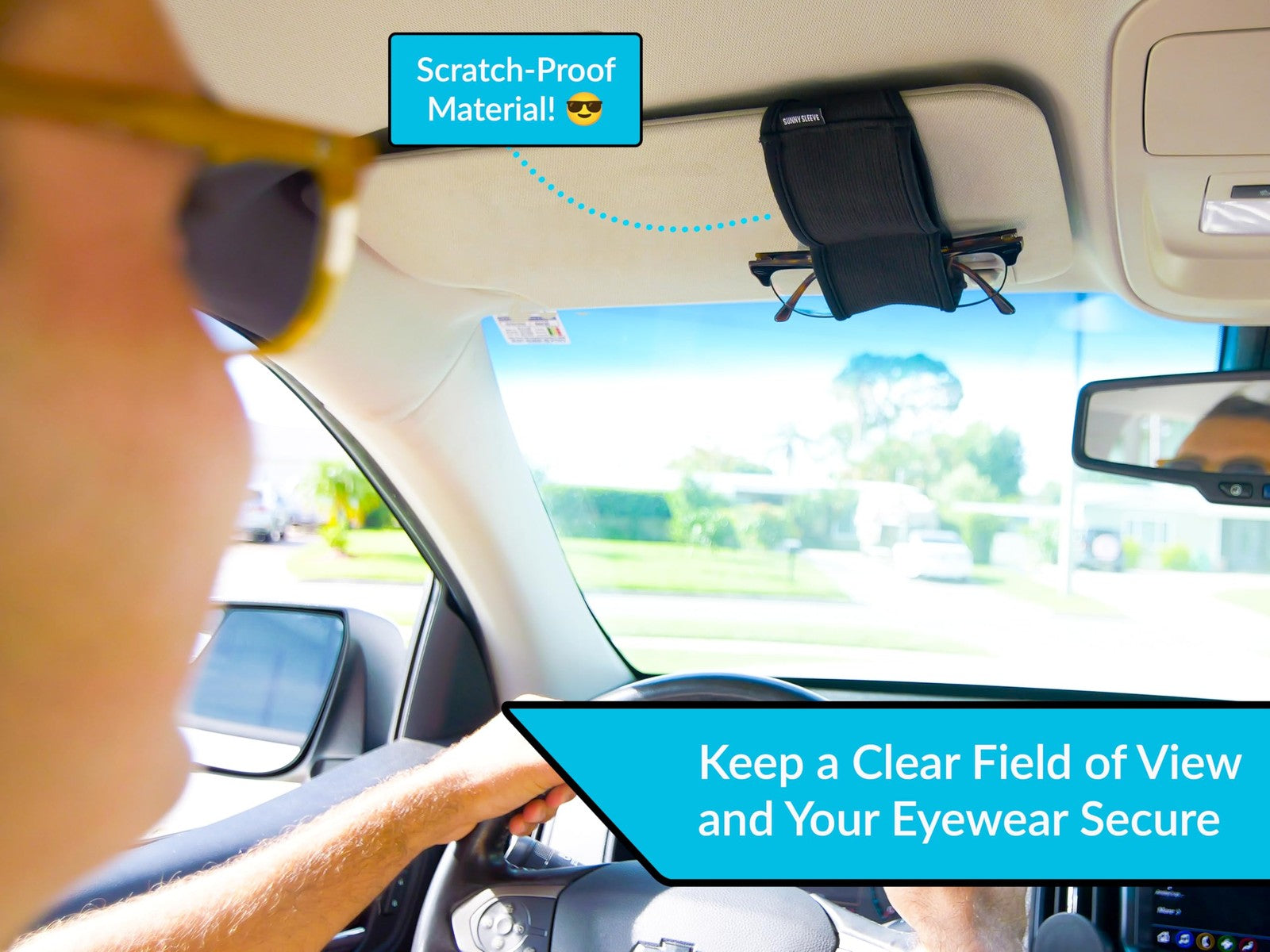 Sunny Sleeve Sunglasses Holder for Car Visor – Dual Storage One Size, Black