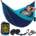 Durable Hammock 400 lb Capacity, Nylon Camping Medium, Blue & Light