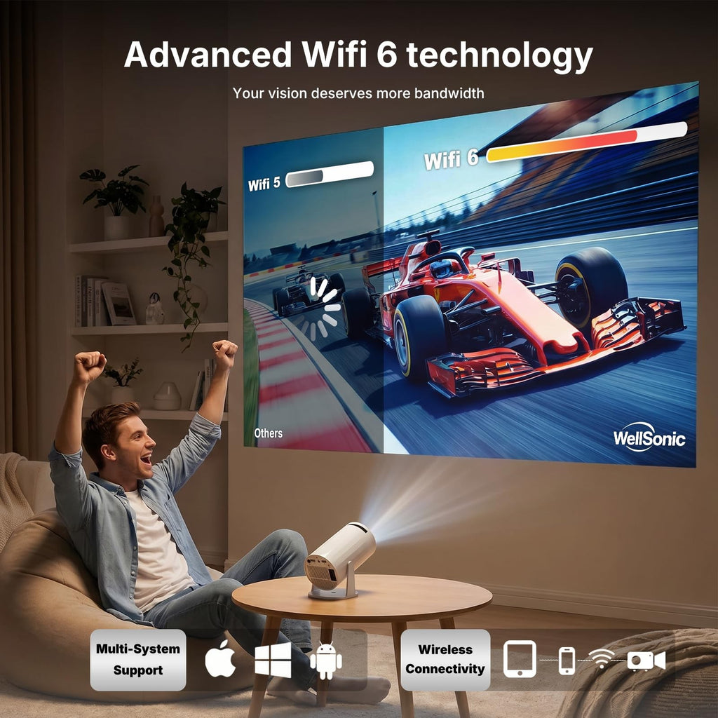 WellSonic Mini Projector with WiFi and Bluetooth, Portable Movie X8