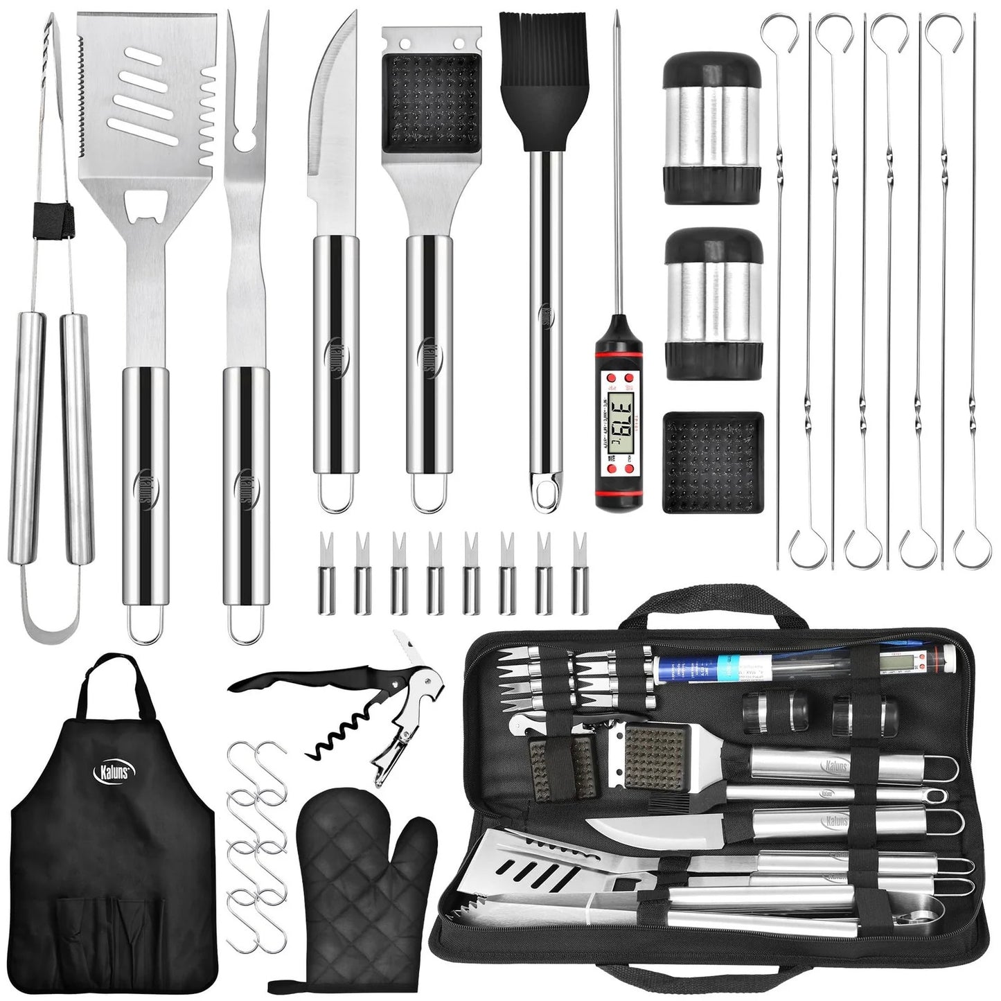 Kaluns 30‑Piece BBQ Grill Tool Set – Heavy Duty Stainless Steel