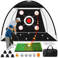 EXOEMTS Golf Net 10x7FT with Tri-Turf Mat, Ball, Target & 10 x 7 ft, black