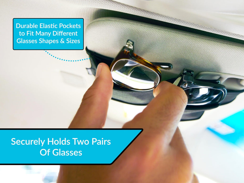 Sunny Sleeve Sunglasses Holder for Car Visor – Dual Storage One Size, Black