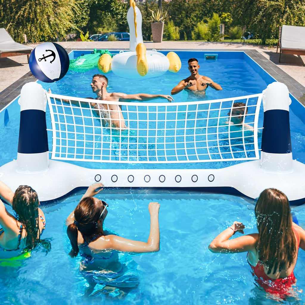 TURNMEON Inflatable Pool Toys Games Set Volleyball 105"×28"×35", Blue
