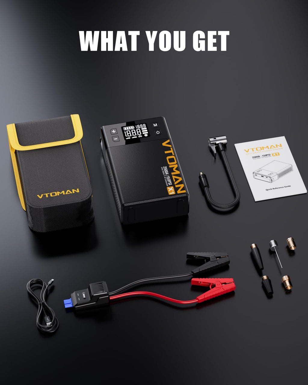 VTOMAN X1 Jump Starter with Air Compressor, Car Battery Jumper Black