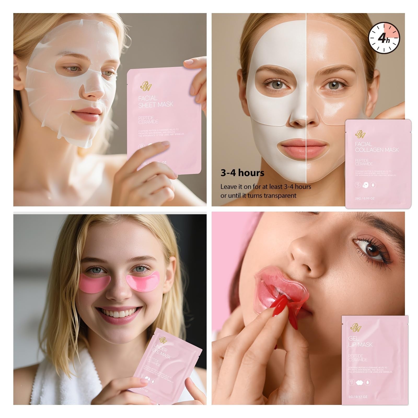 33 Pcs Mother's Day Gift for Mom, Rose Facial Skin Care Set, Bath & Body Pink