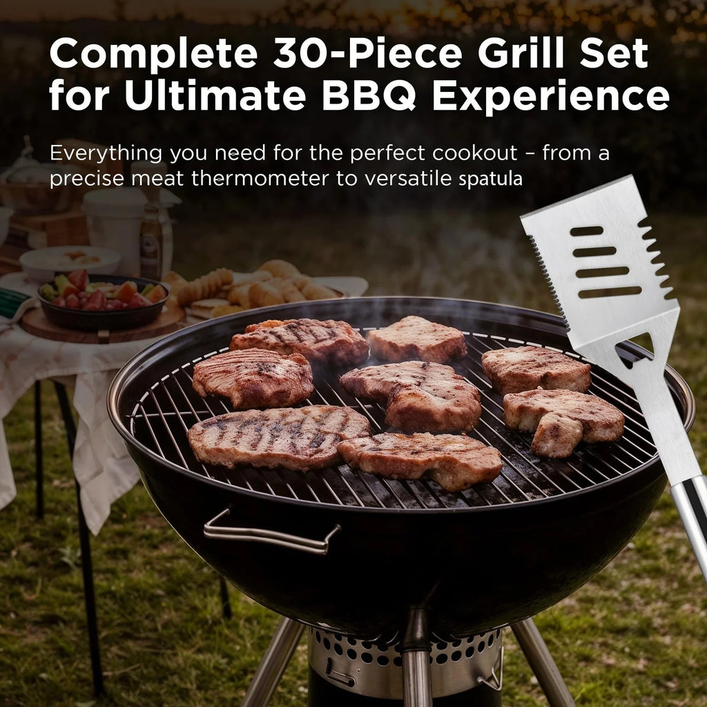 Kaluns 30‑Piece BBQ Grill Tool Set – Heavy Duty Stainless Steel