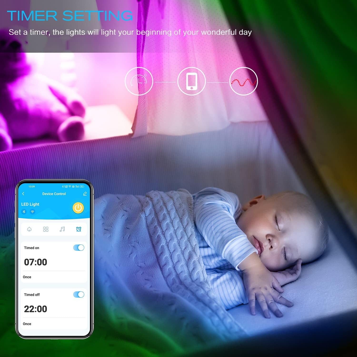 100FT RGB LED Strip Lights – App & Remote Control, Color Changing Bedroom/Home D
