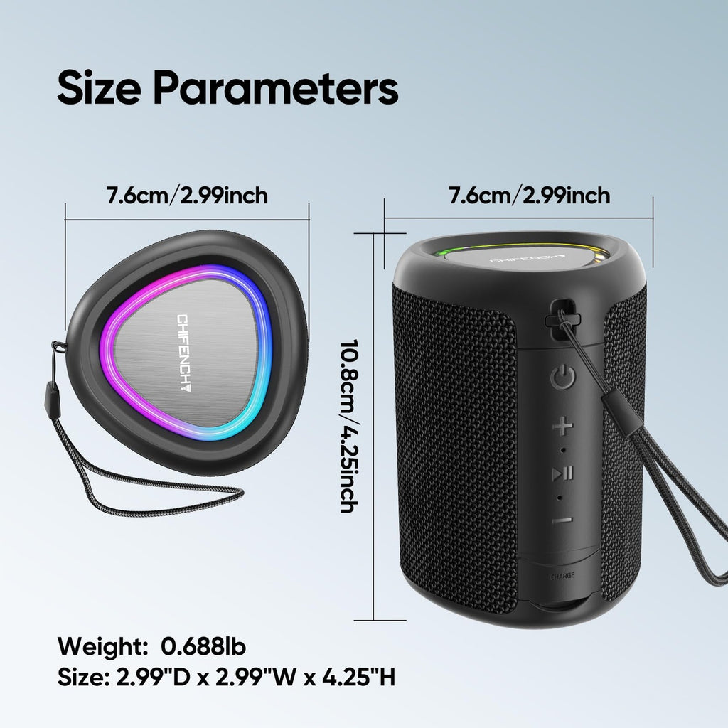 Portable Bluetooth Speaker Beach Essentials: Powerful Crystal 1 Pack, Black