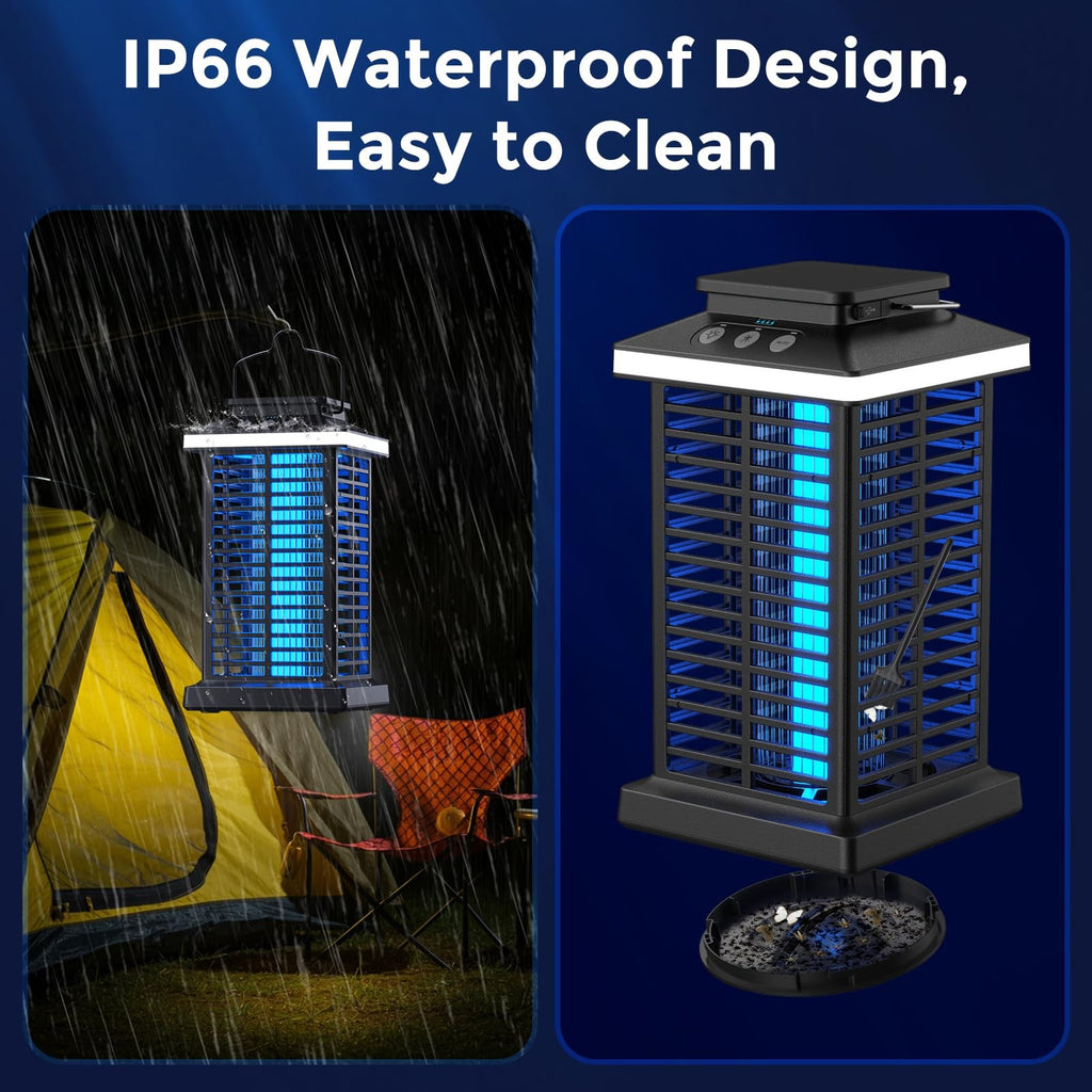 Bug Zapper Outdoor, Mosquito 2 in 1 Portable & Rechargeable Black