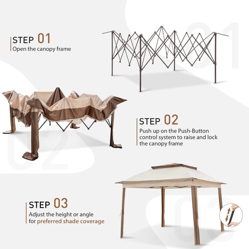 COOS BAY 11x11 Pop Up Gazebo with Mesh Netting, Instant Outdoor Canopy Beige