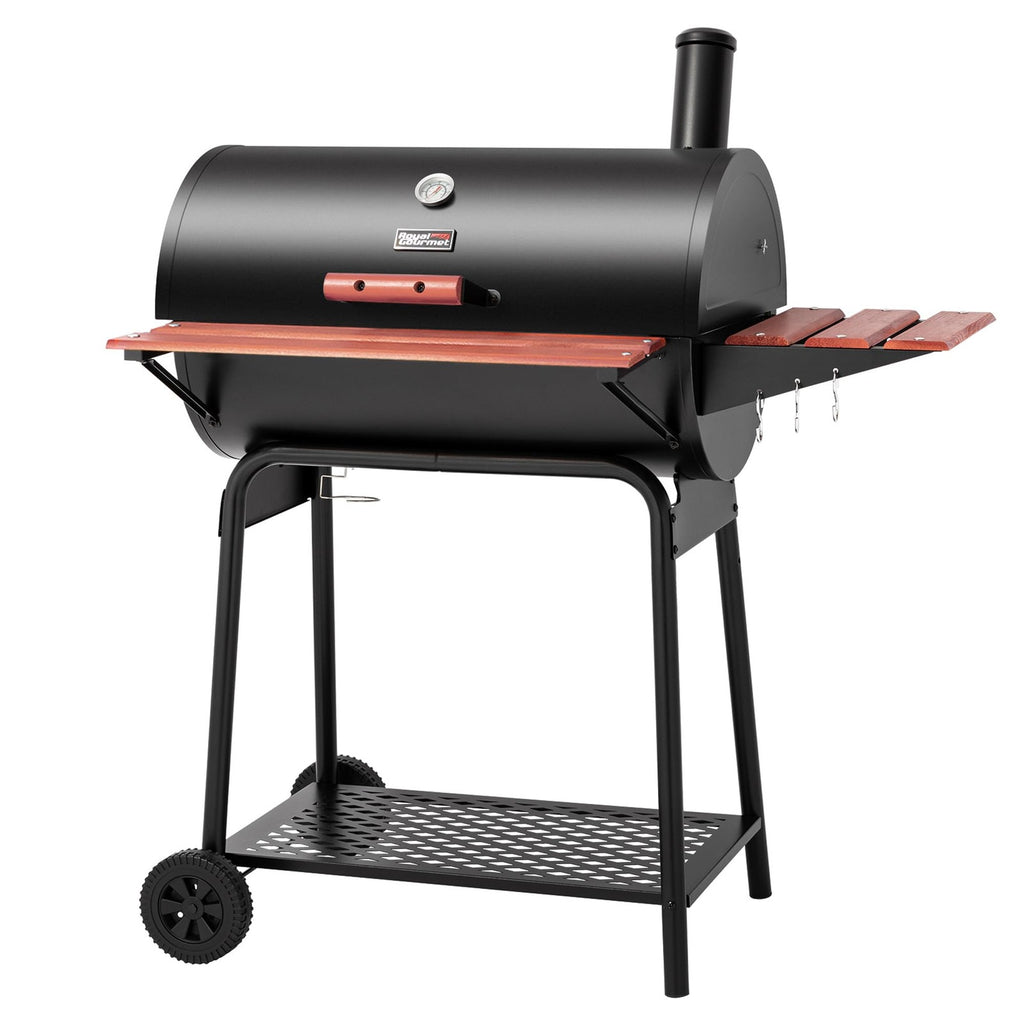Royal Gourmet CC1830V 30 Barrel Charcoal Grill with Wood-Painted Grill, Black