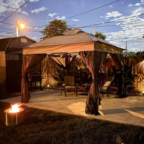 COOS BAY 11x11 Pop Up Gazebo with Mesh Netting, Instant Outdoor Canopy Beige