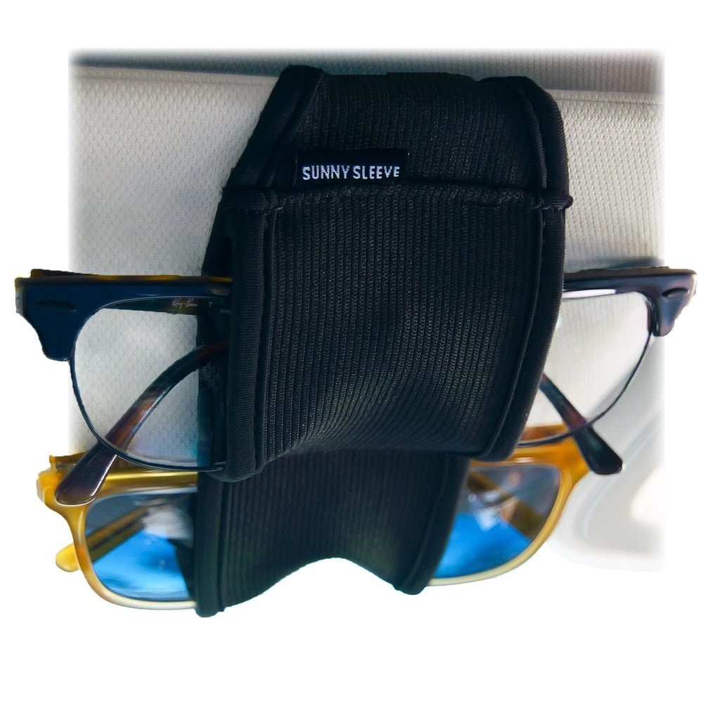 Sunny Sleeve Sunglasses Holder for Car Visor – Dual Storage One Size, Black