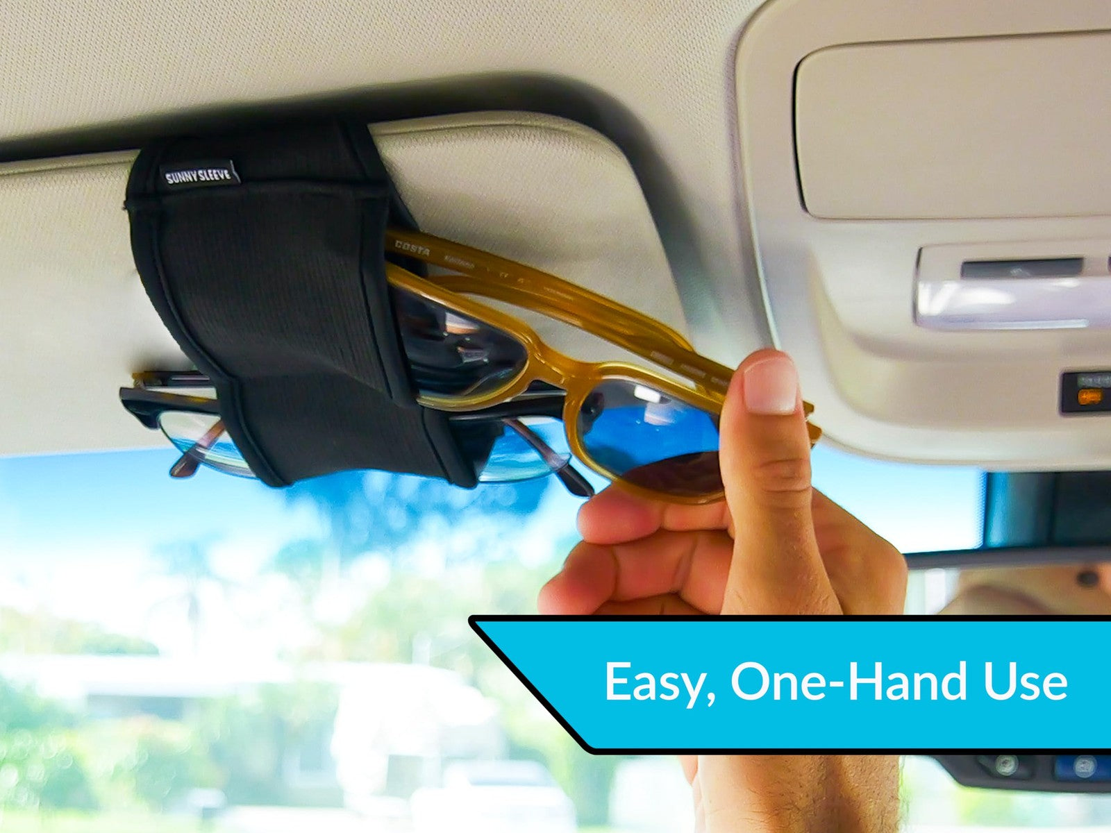 Sunny Sleeve Sunglasses Holder for Car Visor – Dual Storage One Size, Black