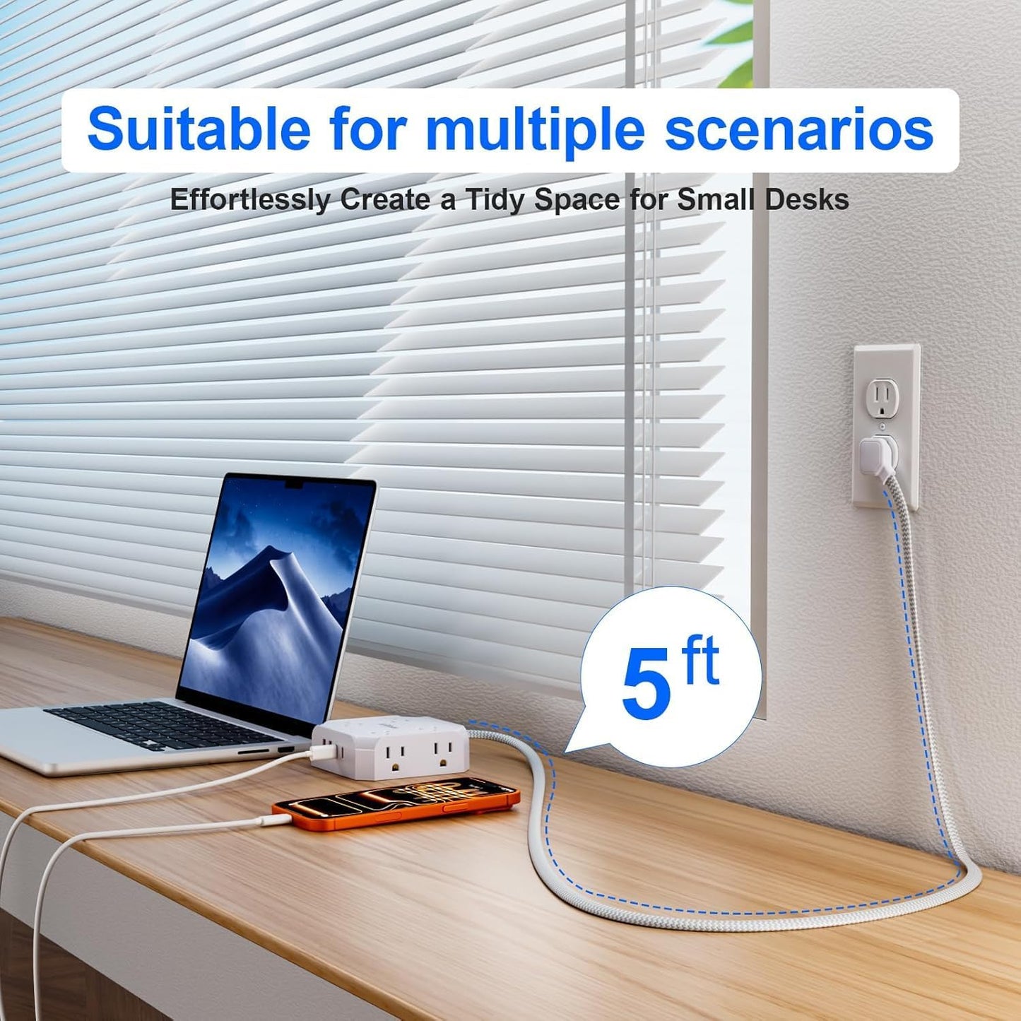 Ultimate Surge Protector Power Strip with 8 Outlets and 4 USB Ports - Perfect for Home, Travel, and College Dorms!