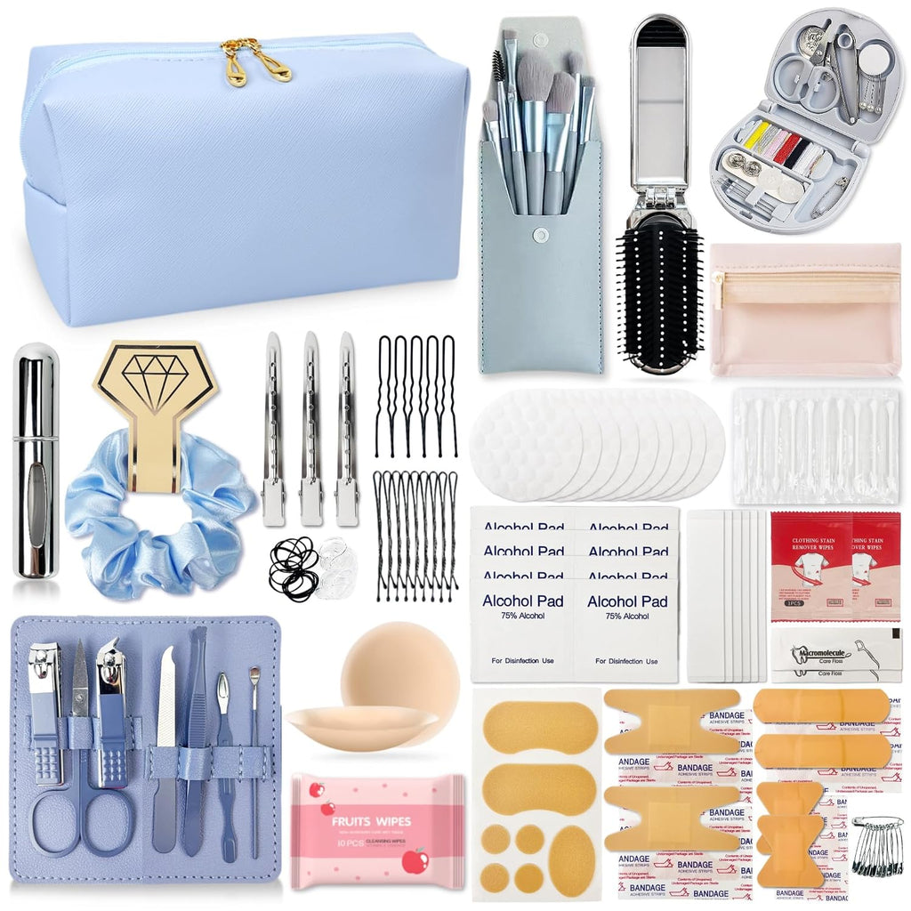 Women'S Wedding Emergency Travel Kit 45 Essential Items for Brides Bridesmaid All-In-One Daily Beauty Style Set with Makeup Brushes (Bianca Luxe)