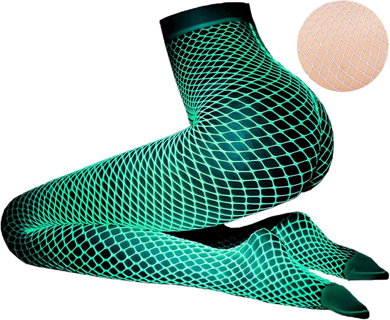 Glow in the Dark Fishnets Stockings, High Waist Tights Party Stockings for Womens