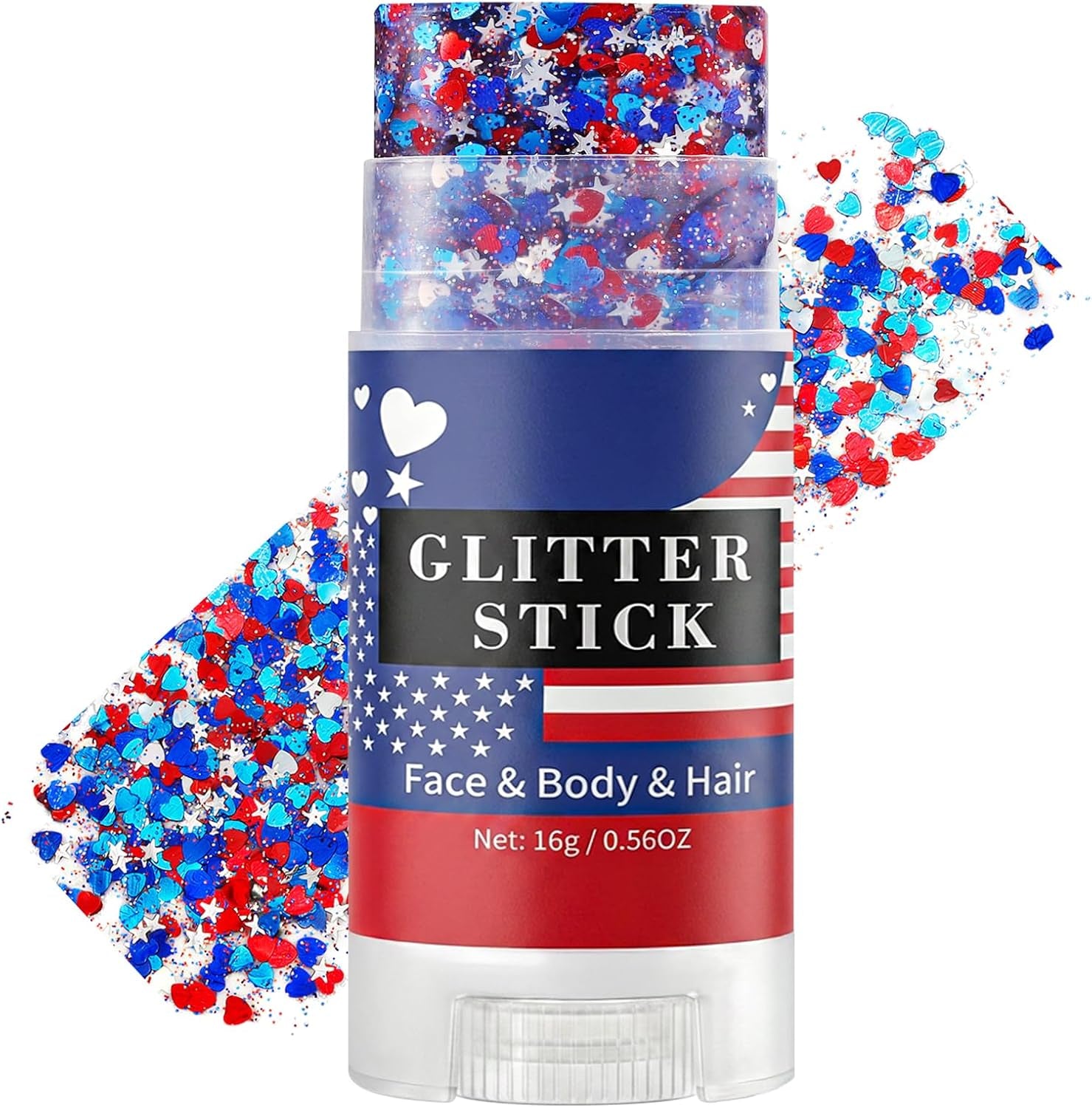 Mysense Patriotic Red White and Blue Face Hair Body Glitter Stick,4Th of July Outfits and Accessories for Women Kids,Usa Flag Makeup for Independence Day 250 Anniversary Memorial Day Veterans Day