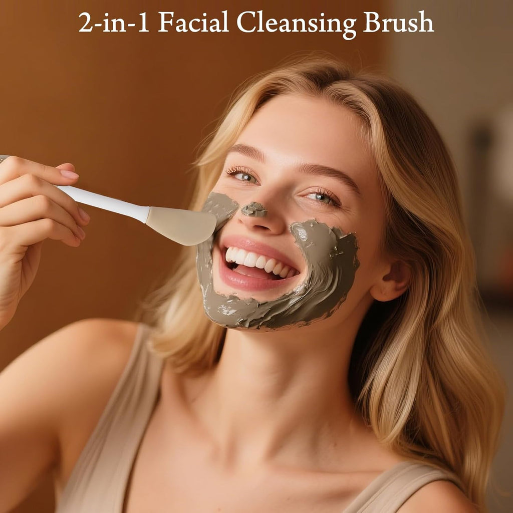 Real Perfection Gua Sha Facial Tools Face Roller for Wrinkles Jade Roller and Gua Sha Set, Scrubber Pore Brush Headband Skin Care Tools for Travel Skincare Routine Massaging Reducing Puffiness - Green
