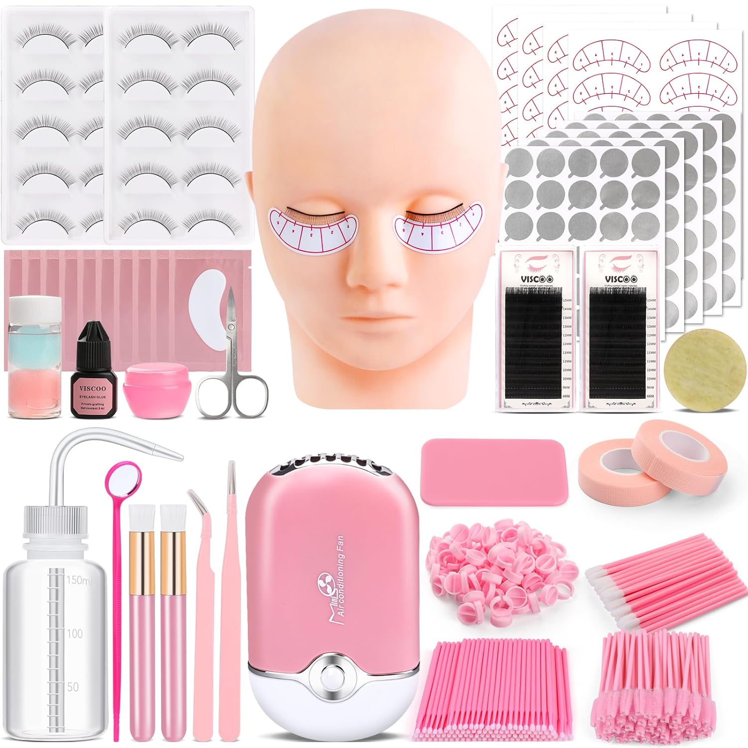 Ultimate Eyelash Extension Kit for Beginners - Professional Training Supplies with Mannequin Head, Lash Fan & Essential Tools for Flawless Application