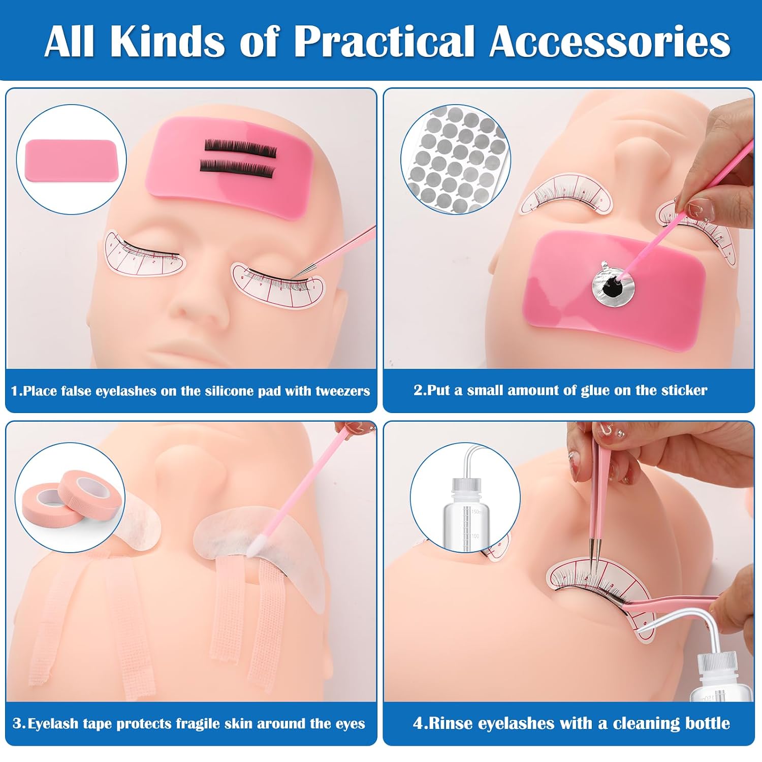 Ultimate Eyelash Extension Kit for Beginners - Professional Training Supplies with Mannequin Head, Lash Fan & Essential Tools for Flawless Application