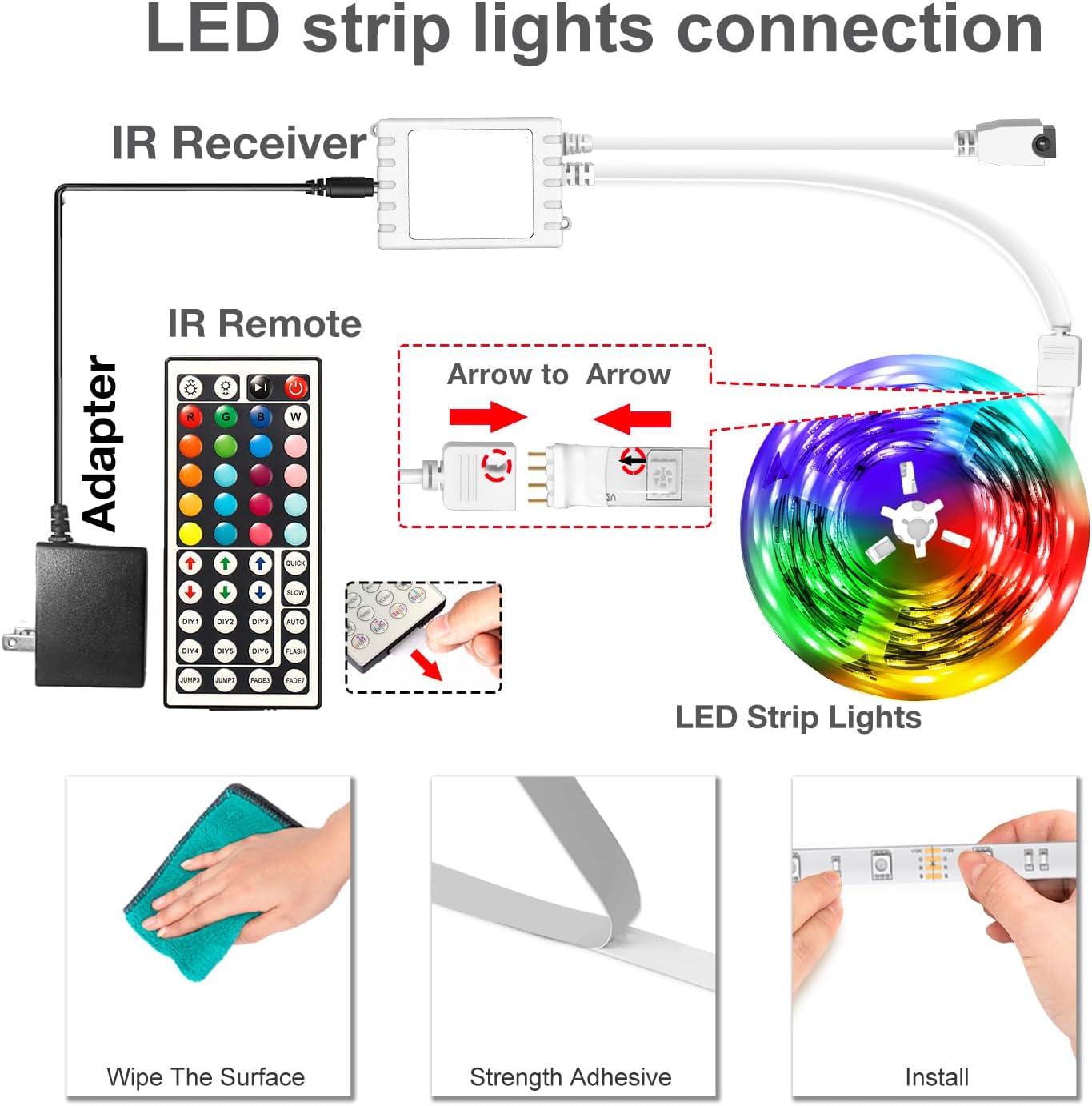 DAYBETTER LED Strip Lights 100Ft, Smart Lighting with App Remote Control, RGB LED Lights for Bedroom, Music Sync Color Changing for Room Home Decor Party (1 Roll)