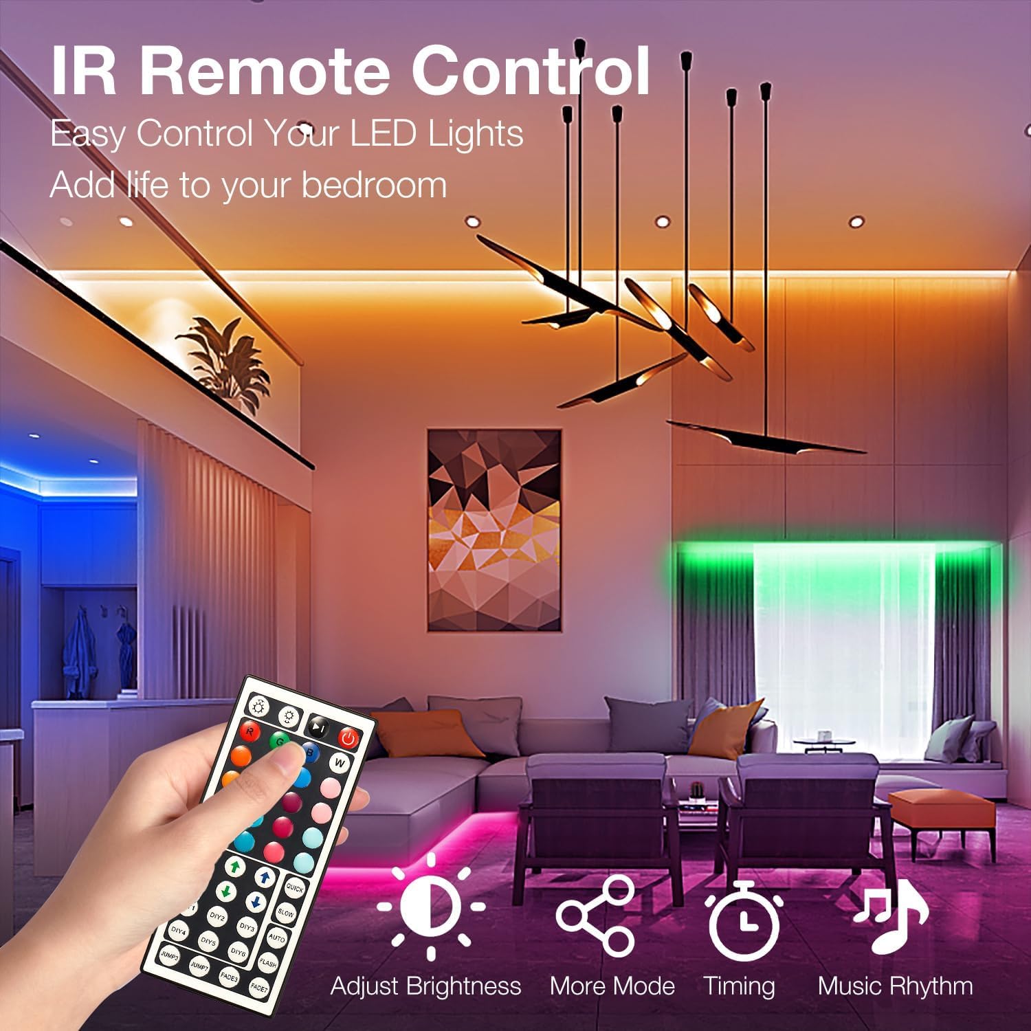 DAYBETTER LED Strip Lights 100Ft, Smart Lighting with App Remote Control, RGB LED Lights for Bedroom, Music Sync Color Changing for Room Home Decor Party (1 Roll)