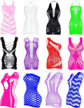 Tisancy 12 Pcs Women'S Fishnet Mesh Bodysuit Cover-Up Dress Outfits, Sheer Lace Party Outfit, Beachwear
