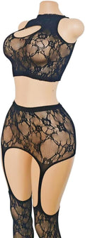Nine-Tailed Fox Womens Fishnet Bodystocking One Piece Mesh Bodysuit Sexy Tights Full Body See through Jumpsuit